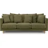 Image de Canapé fixe 4 places CONSTANCE - Tissu vert - Pied en bois massif - L 212 x H 87 x P 93 cm