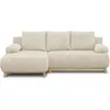 Image de Canapé dangle gauche convertible MIKA 3 places - Velours côtelé beige - Coffre de rangement - L218 x P98/145 x H84 cm
