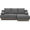 Image de Canapé dangle droit convertible MIKA 3 places - Tissu gris clair - Coffre de rangement - L218 x P98/145 x H84 cm