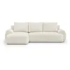 Image de Canapé dangle gauche convertible 4/5 places MILO - Tissu bouclette beige clair - Coffre de rangement - L 264 x H 84 x P 99/145 cm