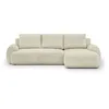 Image de Canapé dangle droit convertible 4/5 places MILO - Velours côtelés beige - Coffre de rangement - L 264 x H 84 x P 99/145 cm