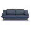 Image de Banquette convertible - 3 places - NAOTO - Tissu bleu foncé - Coffre de rangement - 202 x 98 x 98 cm