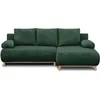 Image de Canapé dangle droit convertible - 3 places - MIKA - Tissu velours côtelé vert foncé - Coffre de rangement - 192 x 84 x 93 cm