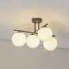 Image de Domiluce Plafonnier Aurora, marron, Ø 50 cm, à 4 lampes, verre, E14