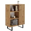 Image de KOBI FONDI Armoire de Bricolage en chêne doré - Style loft, Pieds en métal, 6 étagères, Porte Universelle - Meubles de Salon et de Rangement (chêne Craft-Chevron)