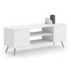 Image de KOBI Meuble TV Focus, Blanc, 135 cm | Style scandinave | Pieds en Bois | Au Salon