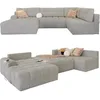 Image de MIUFORM Lulu U avec Coffre de Rangement | 8 Places | Forme en U à Droite | 333 x 187 x 94 cm | Canapé Convertible avec Fonction Couchage (Gris)
