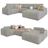 Image de MIUFORM Lulu U avec accoudoir et avec tiroir de rangement | Canapé 8 places | Forme U à gauche | 333x213x94cm | Canapé convertible avec fonction lit (Gris)