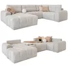 Image de MIUFORM Lulu U avec accoudoirs et coffre de lit - Canapé 8 places - En forme de U à droite - 333 x 213 x 94 cm - Canapé pliable avec fonction couchage (sel et poivre)