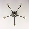 Image de Jupiter Plafonnier Figaro, à 6 lampes, noir, verre, 34 cm de haut, G9