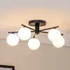 Image de Jupiter Plafonnier Prato, noir/blanc, verre, à 5 lampes