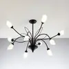 Image de Jupiter Plafonnier Gloriosa, verre, noir, à 10 lampes