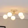 Image de Jupiter Plafonnier Prato, crème, verre, à 5 lampes