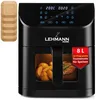 Image de LEHMANN Friteuse à air chaud, 8 l, avec fenêtre, Airfryer avec 12 programmes, max 200 °C, insert de séparation pour aliments, revêtement antiadhésif, passe au lave-vaisselle, griller, cuire et frire