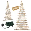 Image de BOGATECO Arbre de Noël artificiel fait main avec décorations 195 cm avec LED 230V, en bois de noisetier | Pendentif décoratif | Plaques de bois reliées par une corde de jute d'une épaisseur de 6 mm