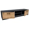 Image de MATKAM Commode TV 2DC H 36 x L 160 x P 41 cm, TV Lowboard, Élément Bas TV, Table TV, Deux étagères avec Portes à Gauche et à Droite, au Centre Une étagère (Chêne Gris Anthracite-Wotan)