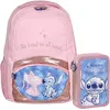 Image de sarcia.eu Disney Stitch Ensemble Scolaire pour Fille: Sac À Dos renforcé + Trousse à Crayons avec Fournitures Scolaires, Layette Scolaire (Stitch)