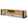 Image de Meuble TV pour téléviseur jusqu'à 70" Moderne, 3 Portes idéal pour Salon Chambre, Banc TV,1 Niche Ouverte et Passe Câbles Intégré Chêne Artisan L 200 X P 43 X H 48 cm Nuka