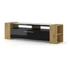 Image de BIM Furniture Livia Meuble TV, 160 cm, buffet, étagères haute brillance (chêne artisanal/noir brillant)