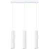 Image de SOLLUX lighting Suspension Luminaire - Lustre Plafonnier - en Aluminium - 3 Abat-jours - 45 x 5,6 x 98 cm - Karbon Blanc
