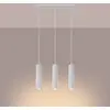 Image de SOLLUX LIGHTING Suspension carbone, blanc, longueur 45 cm, aluminium, à 3 lampes.