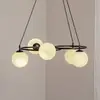 Image de EMIBIG LIGHTING Lampe de salon Libra, opale/noir, Ø 70 cm, verre, 5 lampes