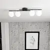 Image de EMIBIG LIGHTING Plafonnier Kairo, noir/opale, longueur 87 cm, à 4 lampes.