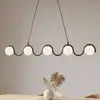 Image de EMIBIG LIGHTING Suspension Sinus 5, noir/opale, verre, longueur 110 cm