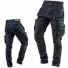 Image de NEO TOOLS Pantalon de Travail en Denim 8 Poches pour Homme Taille XS à XXXL Coutures renforcées au Niveau des Genoux Mélange 98% Coton 2% élasthanne Poches Multifonctions Effet Cargo - Bleu - XXL