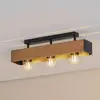 Image de Luminex Plafonnier Miluza, noir/brun, longueur 57 cm, bois, 3 lampes