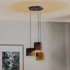 Image de Luminex Suspension Soho, cylindrique, ronde, à 3 lampes, bleu/doré