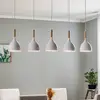 Image de Luminex Suspension Noak à 5 lampes longue blanc/bois naturel