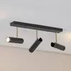 Image de Luminex Plafonnier Axion, 3 lampes, noir/or, long, acier