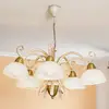 Image de Luminex Lustre Flora, cinq abat-jour en verre, blanc/laiton