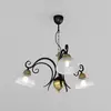 Image de Luminex Lustre Flora, 3 abat-jour en verre, noir/laiton