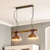 Image de Luminex Suspension Hakon à 2 lampes brun rouille/bois naturel