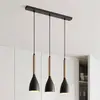 Image de Luminex Suspension Muza à 3 lampes longue noir/bois clair
