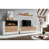 Image de ASM Ensemble Meuble TV Mural Et Buffet Cheminée Queens - L 290 X P 45 X H 150 Cm - Blanc Et Beige