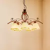 Image de Lamkur Suspension Roma en blanc et marron, à 5 lampes