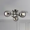 Image de Lamkur Plafonnier Malena, Ø 19 cm, gris fumé, verre/métal à 3 lampes.