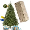 Image de Sapin de Noël Artificiel 220 cm en PVC Type épicéa scandinave, Arbre Dense et réaliste pour décoration intérieure hivernale avec Support métallique Stable SPRINGOS