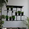 Image de Luminex Applique murale Shelf, noir, largeur 102 cm, bois, à 4 lampes.