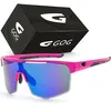 Image de GOG Athena Lunettes, Matt Neon Pink/Black White Blue, taille unique unisexe adulte, Rose fluo mat/noir/blanc/bleu, Taille Unique