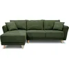 Image de Canapé dangle convertible réversible 3-4 places CLAUDIUS - Tissu Vert Olive - Coffre de rangement - L 244 x P 158 x H 95 cm