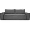 Image de Canapé convertible 3 places JOSH - Velours côtelé Anthracite - Coffre de rangement - L 197 x P 117 x H 65 cm