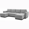 Image de Canapé dangle convertible panoramique PHARELL 5/6 places - Tissu souris - Coffre de rangement - L297 x P155 x H85 cm