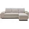 Image de Canapé dangle convertible réversible VALDO 3 à 4 places - Tissu Beige - Tablette avec USB - Coffre + Pouf - L247xP143xH86 cm