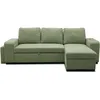 Image de Canapé dangle convertible réversible VALDO 3 à 4 places - Tissu Neve Sauge - Tablette avec USB - Coffre + Pouf - L247xP143xH86 cm