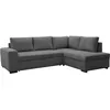 Image de Canapé dangle convertible réversible NIRVANA 4 à 5 places - Tissu velours côtelé anthracite - Coffre de rangement - L247 x P 183 x