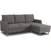 Image de Canapé dangle fixe 3 places CHIPY - Tissu anthracite - Réversible - L 192 x P 137 x H 82 cm - Pieds noir